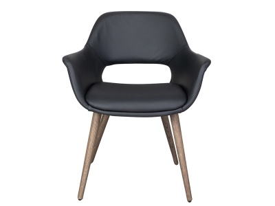 House of Sander Fenja spisebordstol, sort PU med træstel i NATUR